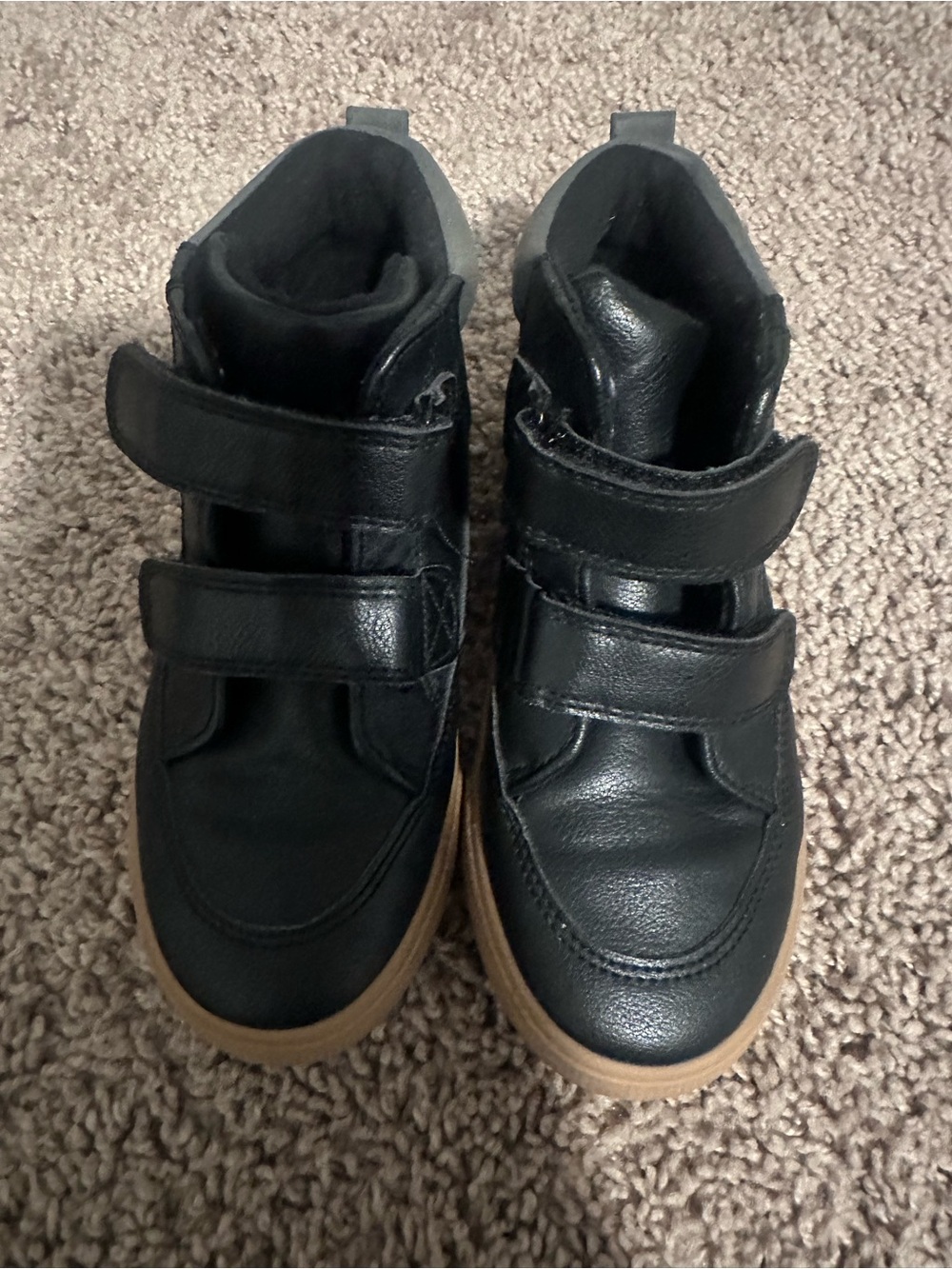 Cat & Jack Black High-Top Sneakers with Tan Sole - Velcro Straps